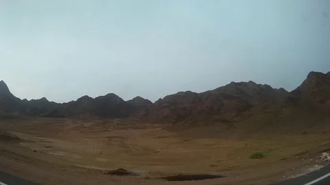 Desert in Egypt view from bus 2 Stock Footage 91660363