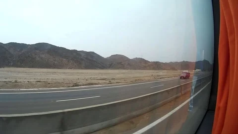 Desert in Egypt view from bus 3 Stock Footage 91660491
