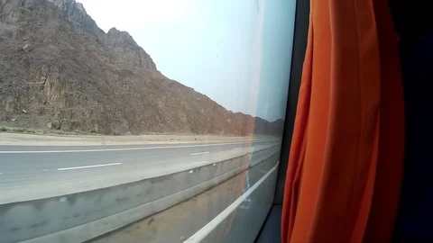 Desert in Egypt view from bus 4 Stock Footage 91660647