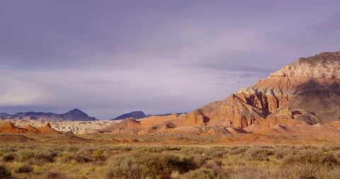 Desert evening at Black Mountain and Factory Butte, Utah Stock Footage 85547337