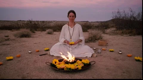 Desert Fire Ceremony Stock Footage 242192007