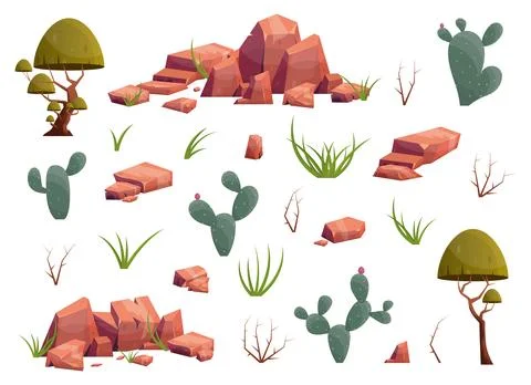Desert flora collection Stock Illustration