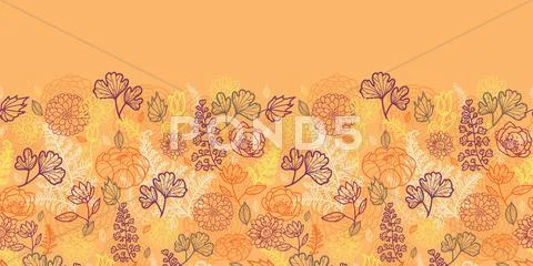 Desert flowers and leaves horizontal seamless pattern border Stock Illustration