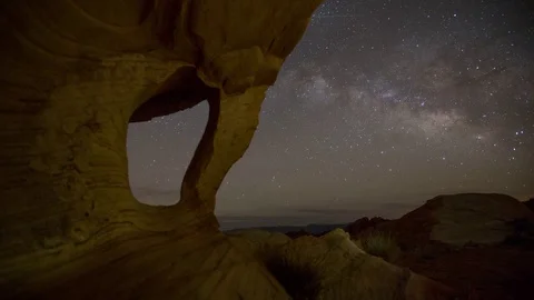 Desert Formation, Night Sky, Timelapse Stock Footage 84355892