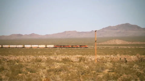 Desert-freight train 4270b Stock Footage 1091369