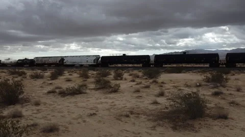 Desert Freight Train Stock Footage 164082708