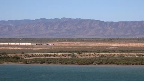 Desert Freight Train Part 1 Stock Footage 119134769