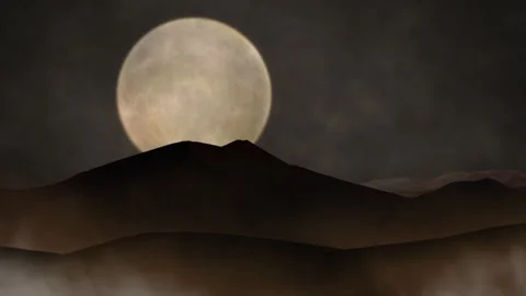 Desert Full Moon Sandstorm Background 4K Loop Stock Footage 319854025
