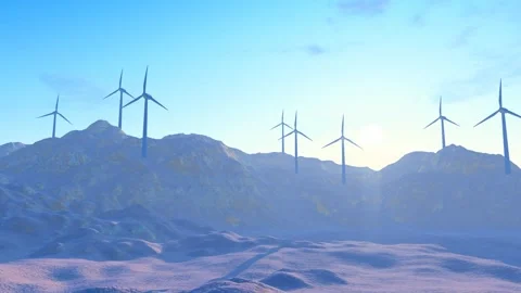 Desert Gobi Wind Farm Stock Footage 288182161