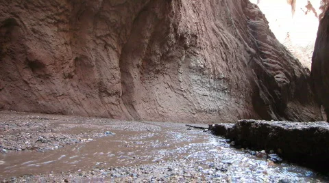Desert gorge stream after rain Stock Footage 573506