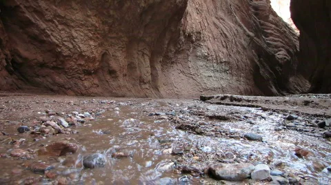 Desert gorge stream Stock Footage 573423