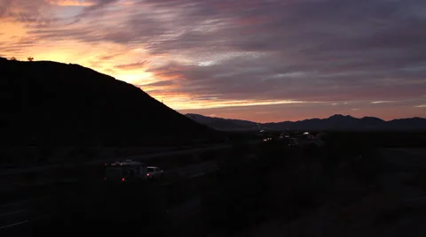 Desert – Highway 9 Sunset / Dusk / Evening Stock Footage 47038355