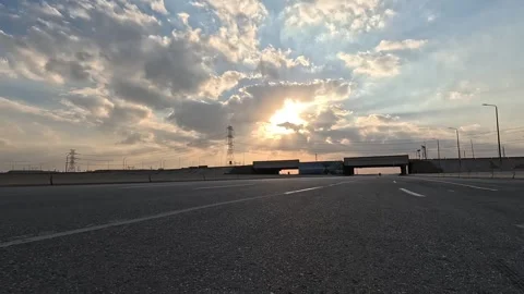 Desert Highway Drive Between Cairo and Ain Sokhna Showing Continuous Vehicle Stock Footage 329961504