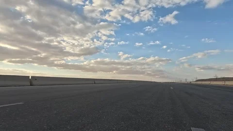 Desert Highway Scene Cairo Toward Ain Sokhna Showing Cars Trucks and Buses Stock Footage 330032712