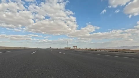Desert Highway Scene Cairo Toward Ain Sokhna Showing Cars Trucks and Buses Video stock 330037317
