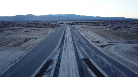Desert highway slow flyover Stock Footage 81575039