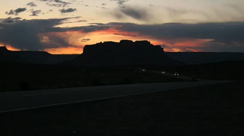 Desert Highway Sunset Stock Footage 879225