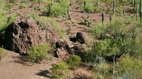 Desert Hikers Slow Motion Stock Footage 64539919