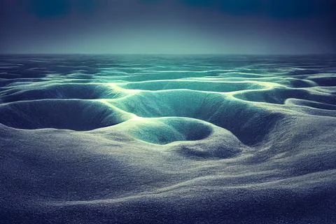 Desert with holes, dune, alien planet, digital illustration Stock Illustration