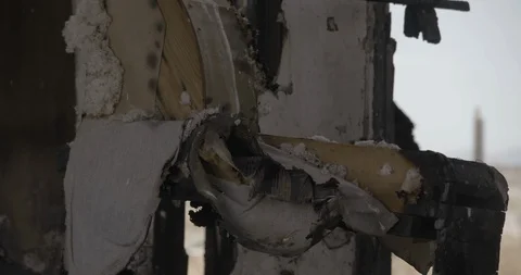 Desert Home Interior and Chair Burned Out - Tilt Up Stock Footage 89941853