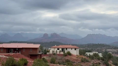 Desert Houses with Mountain Backdrop Stock Footage 277307115