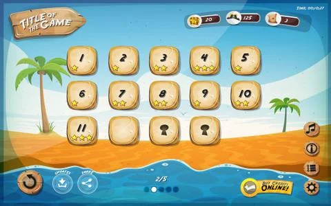 Desert island game user interface design for tablet 스톡 일러스트
