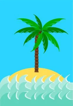 Desert island with palm tree vector illustration Stock Illustration