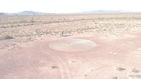 Desert Labyrinth Circle Pattern Stock Footage 126303268