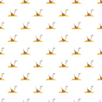 Desert landscape with abandoned boat pattern background Stock Illustration