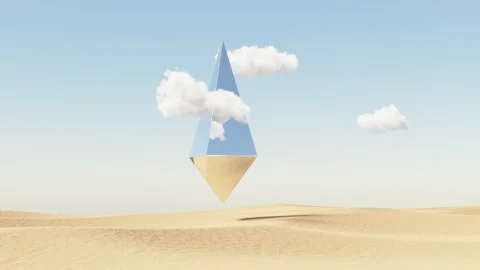 Desert landscape with an anomalous floating object. Stock Footage 212870299