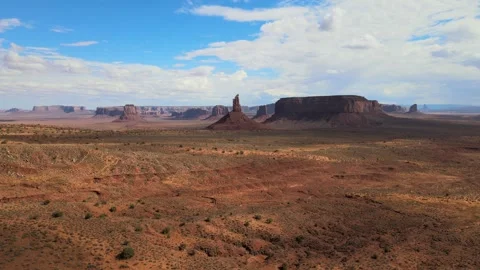 Desert Landscape With Big Indian Mountain and Monument Valley in Background Stock Footage 274111169