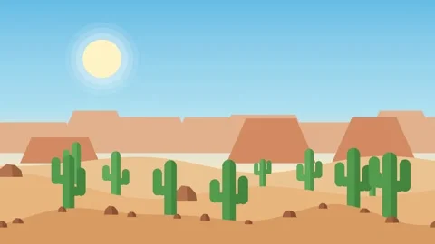 Desert landscape with cactus Stock Footage 348270902