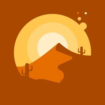 Desert landscape with cactus Stock Illustration