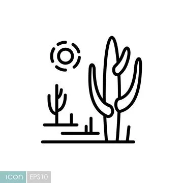 Desert landscape with a cactus vector icon Stock Illustration