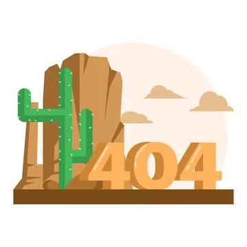 Desert landscape concept, 404 error page. problematic site. Stock Illustration