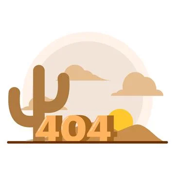 Desert landscape concept, 404 error page. problematic site Illustrazione stock