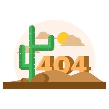 Desert landscape concept, 404 error page. problematic site. Stock Illustration