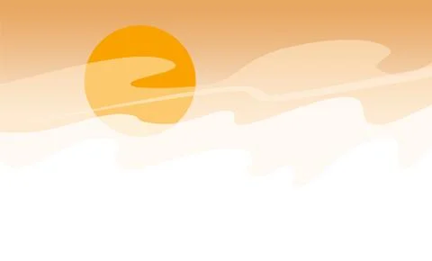 Desert landscape copyspace in flat style. Big hot sun. Sandstorm. Environment Stock Illustration