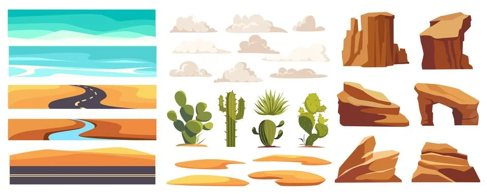Desert Landscape Creator Kit 库存插图