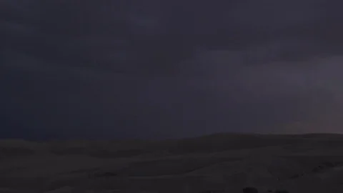 Desert landscape with dark clouds above during sunset Stock Footage 81238561