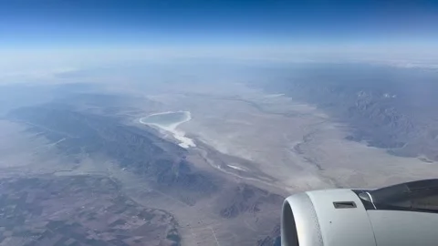 Desert Landscape High Altitude View From a Passenger Plane 스톡 동영상 335402744