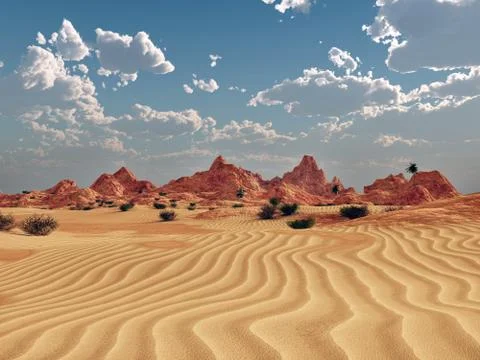 Desert landscape with mountains Stock Illustration