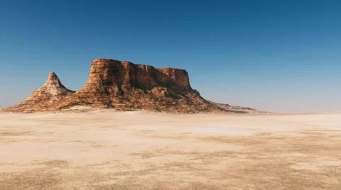 Desert landscape with mountains Stock Illustration