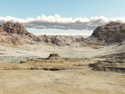 Desert landscape with mountains Stock Illustration