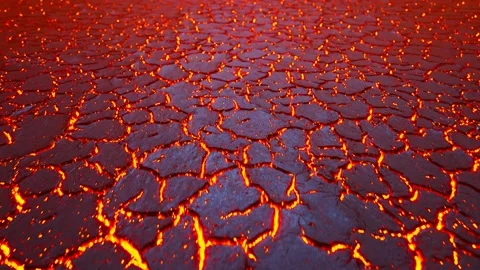 Desert landscape at night. A camera flies above cracked earth. Lava. Starry sky Stock Footage 201157156