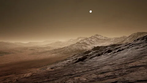 Desert landscape on the planet mars Stock Footage 141682411