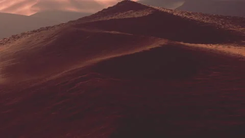 Desert landscape with sand dunes during sunset in a warm light Stock Footage 344845387