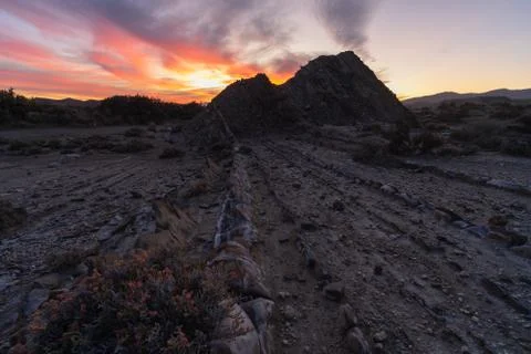 Desert Landscape at sunset 스톡 사진