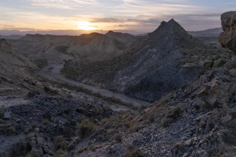 Desert Landscape at sunset 스톡 사진