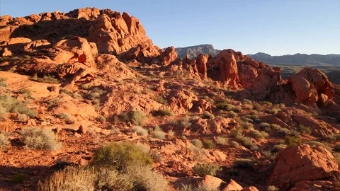Desert Landscape in Valley of Fire State Park, Nevada - Jib Vidéo 76139821
